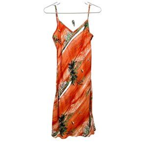 Vintage Wanted Clothing Co Dress Women's Medium Orange Tropical Resort Sexy GUC